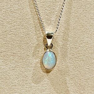 Elegant Ethiopian Opal Pendant in Italy Silver Necklace